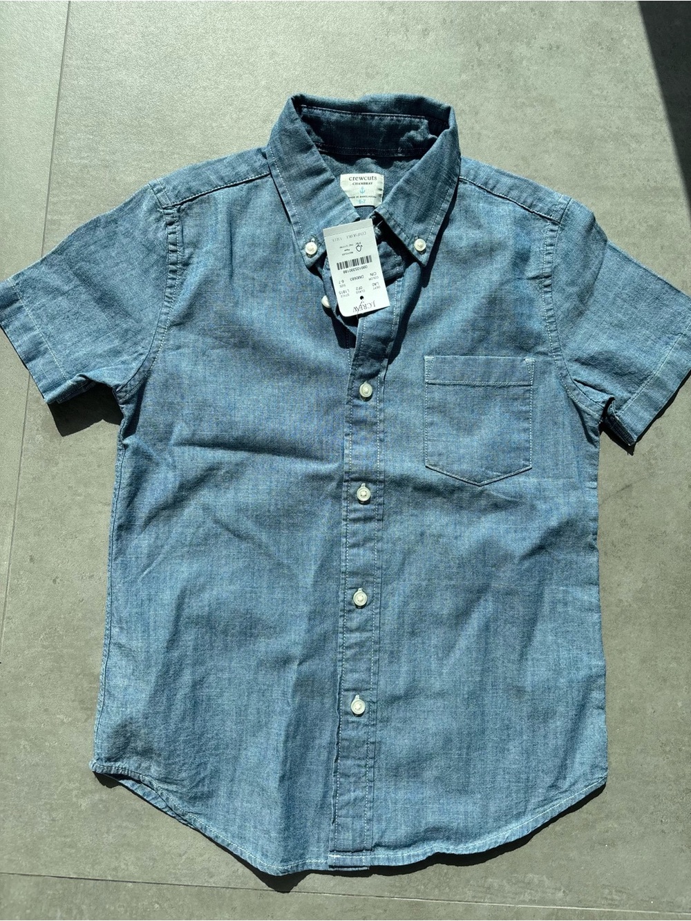 Crewcuts Short Sleeve Chambray Button-Down Shirt - Blue